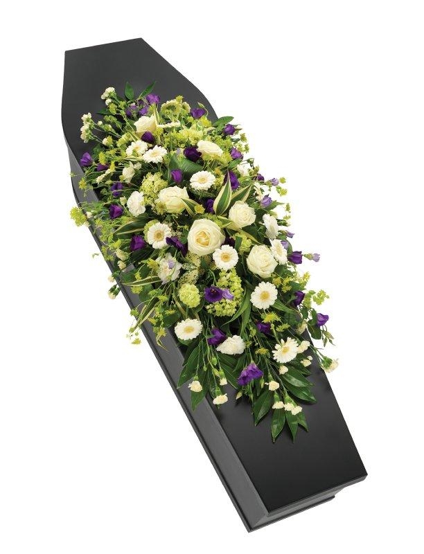 Purple & White Coffin Spray