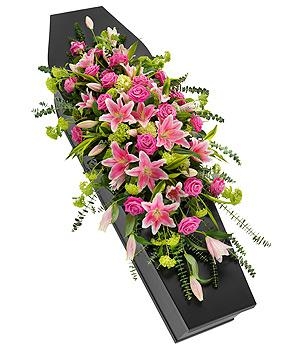 Luxury Pink Rose & Lily Coffin Spray
