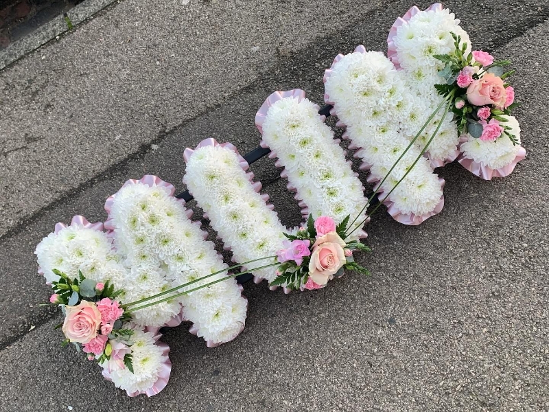 Pink Ribbon Edge & Grass Linked Funeral Letters