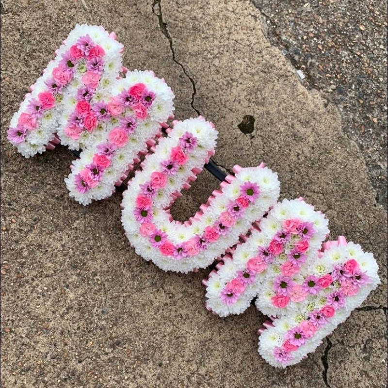 Pretty Pink Combination Funeral Letters