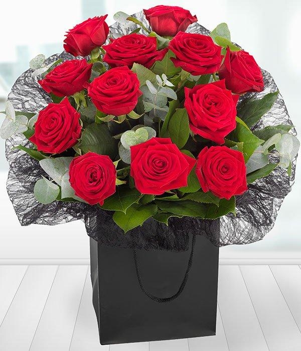 Luxury Dozen Red Roses AQUA