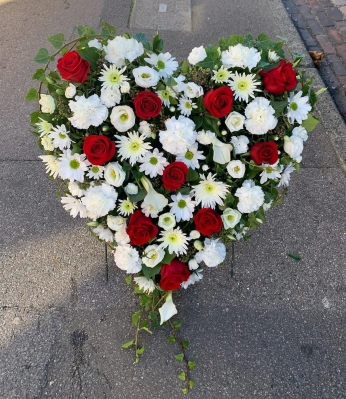Red and White Ivy Mixed Heart