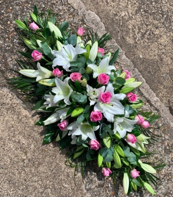 White Lily & Pink Rose Coffin Spray