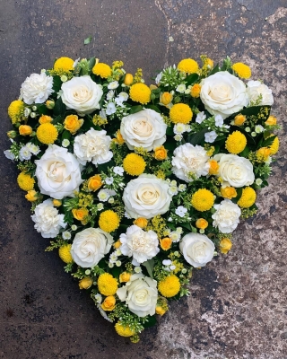 White Rose and Yellow Mixed Heart
