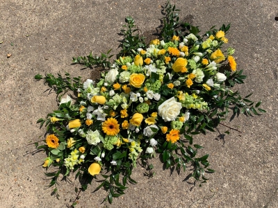 Yellow, White & Green Coffin Spray