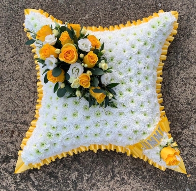 Yellow and White Cushion