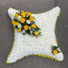 Yellow and White Cushion