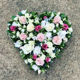 Pink and White Rose Mixed Heart