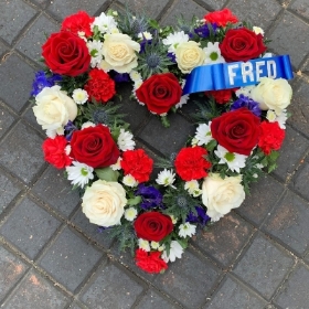 Red, Blue and White Open Heart