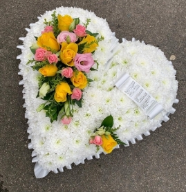 White, Pink and Yellow Based Heart