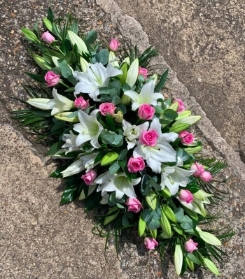 White Lily & Pink Rose Coffin Spray