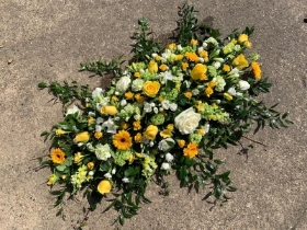 Yellow, White & Green Coffin Spray