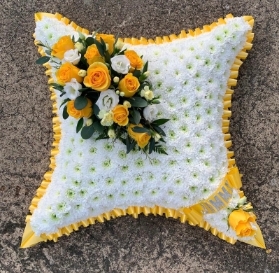 Yellow and White Cushion