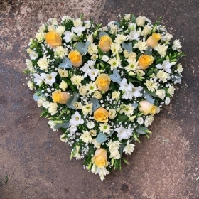 Yellow Rose and White Mixed Heart